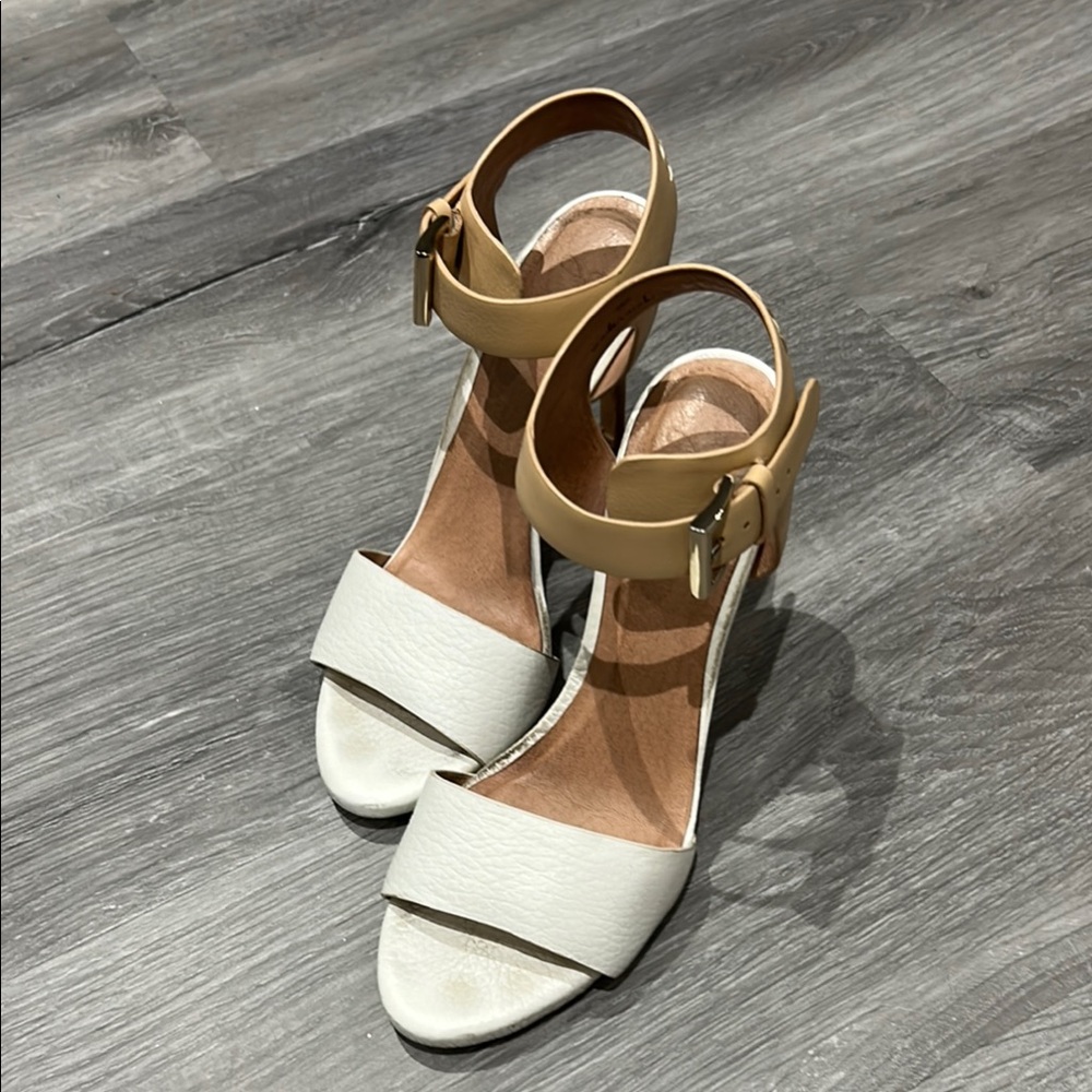 Elegant White and Tan Women's Heels